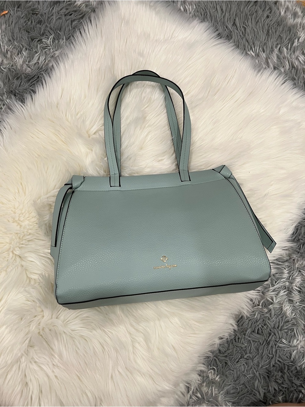 Nanette Laporte Mint Green Leather Tote with Gold Logo
